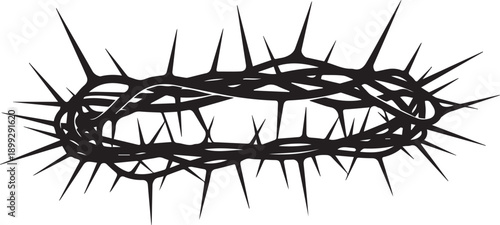 Crown of thorns silhouette illustration vector line art spiritual symbol black design concept artwork