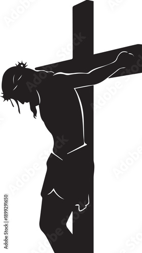 Crucifixion silhouette vector illustration representing sacrificial love and religious art