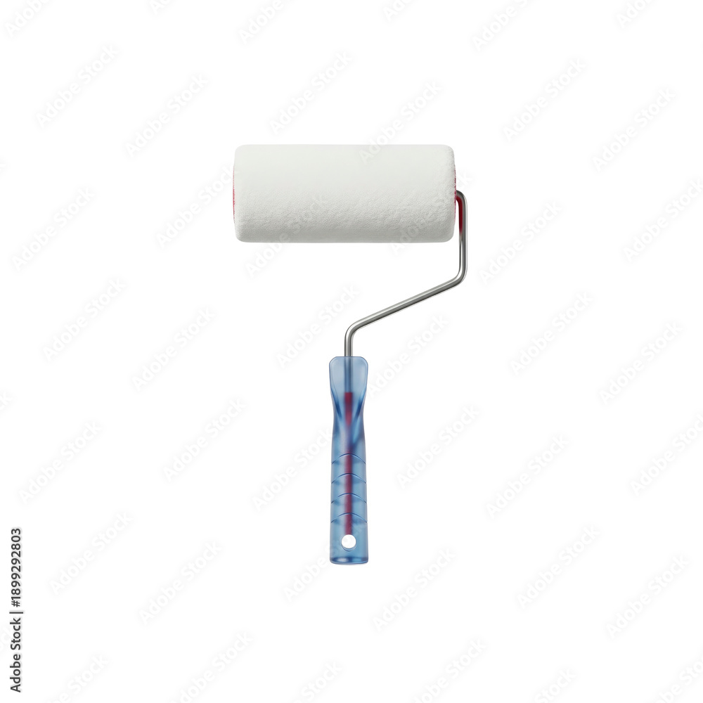 Fototapeta premium White paint roller with blue handle isolated on transparent background