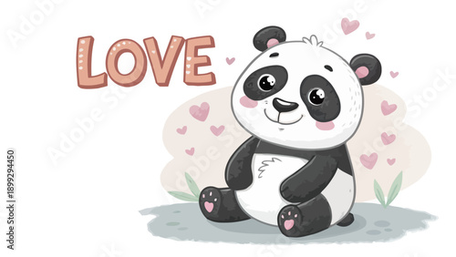 Adorable panda bear spreading love and joy with cute expression
