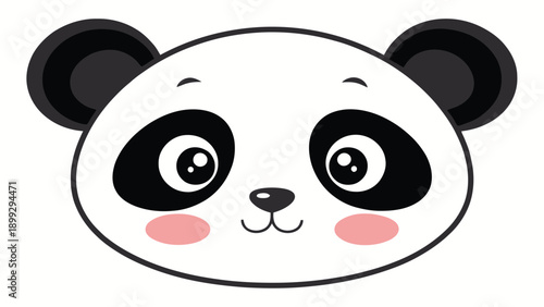 Cute cartoon panda face with smiling expression