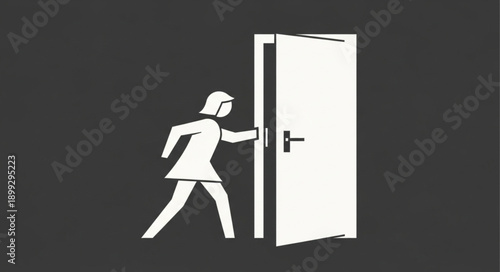 Woman Opening Door.