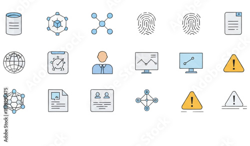 Cyber Security and Personal Safety Flat Vector Icons