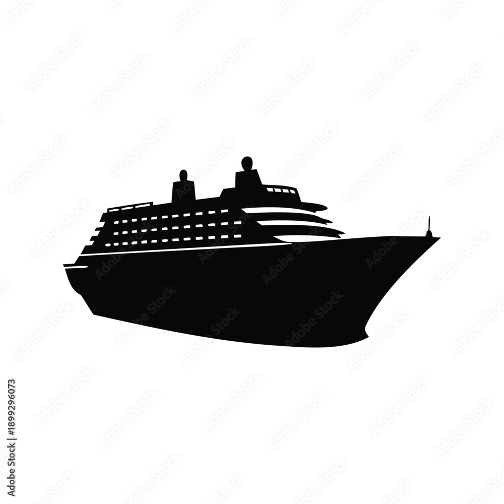 Obraz premium Elegant cruise ship silhouette vector illustration design, A sleek and elegant cruise ship silhouette vector illustration design, perfect for various applications