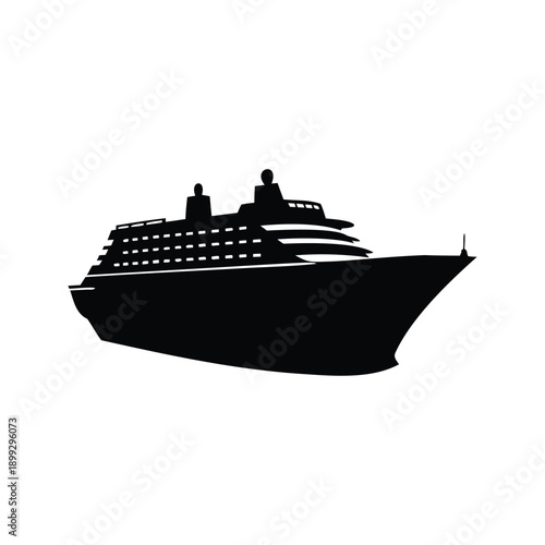 Elegant cruise ship silhouette vector illustration design, A sleek and elegant cruise ship silhouette vector illustration design, perfect for various applications