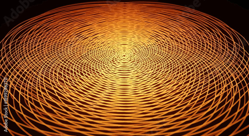 Abstract golden concentric circles radiating outwards on a dark background, creating a mesmerizing optical illusion.