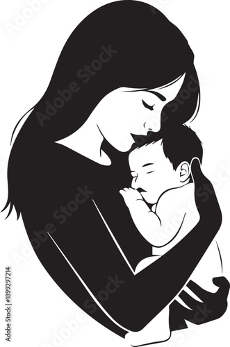 Mother holding sleeping child