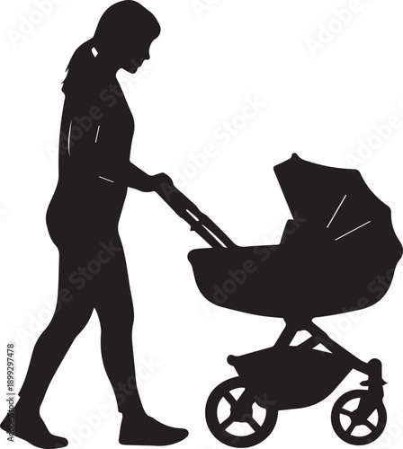 Man pushing baby stroller