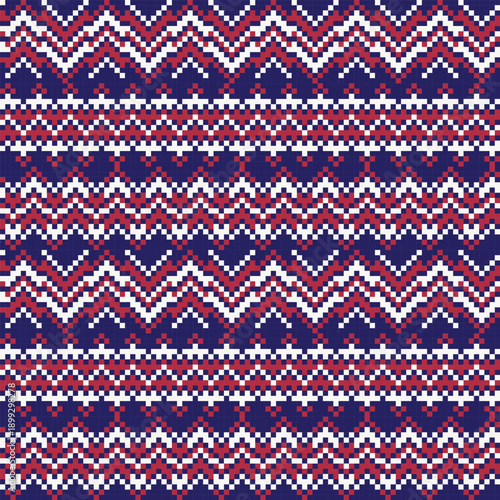 Red Navy Chevron Knitting seamless pattern design