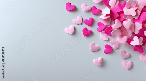 Colorful Hearts Spread Across a Soft Gray Background, Perfect for Valentine's Day, Love Themes, Weddings, Romantic Occasions, and Craft Projects