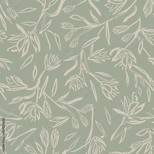 Neutral Colour Abstract Floral Seamless Pattern Design