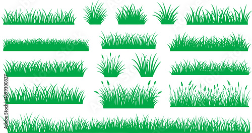 Green Grass Doodle Lawn Turf Or Meadow Field Blades For Garden And Park Plant Silhouette And Grass Border For Spring Summer Natural