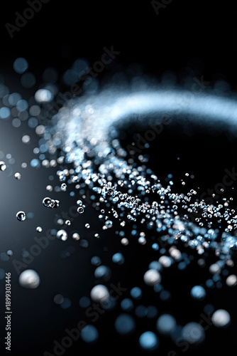 Abstract digital circles and glowing particle background
