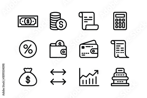 Payment and banking line icon set for digital wallet applications and online financial services