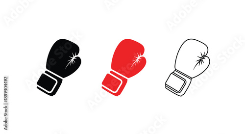 Three boxing gloves in varied styles a striking visual silhouette