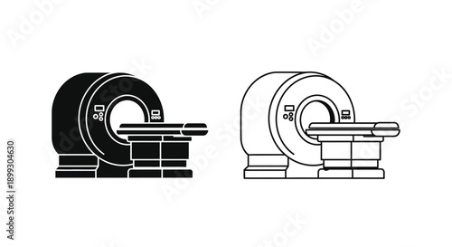 Medical imaging machine representations in contrasting styles silhouette
