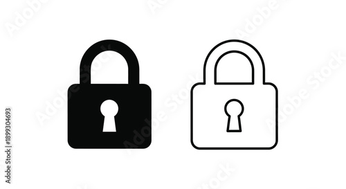 Two padlock icons one filled and one outlined in black and white silhouette