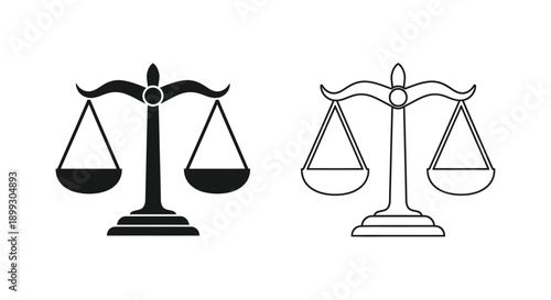 Two scales of justice one filled and one empty silhouette