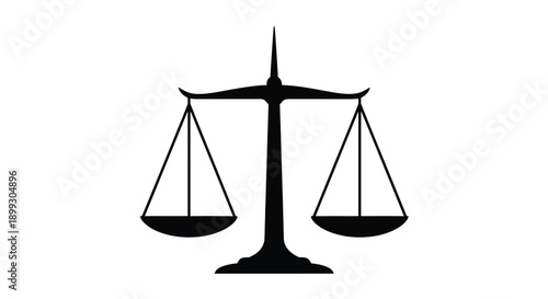 Scales of justice depicted in a striking black silhouette