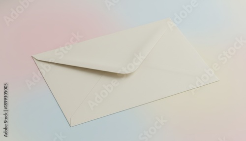 Single Blank White Envelope on Pastel Gradient Background