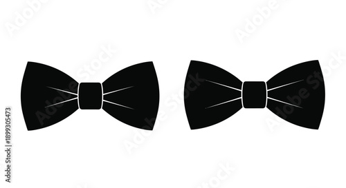 Two black bow ties displayed side by side a graphic silhouette