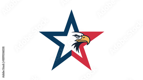 Eagle Head Inside Red Blue Star