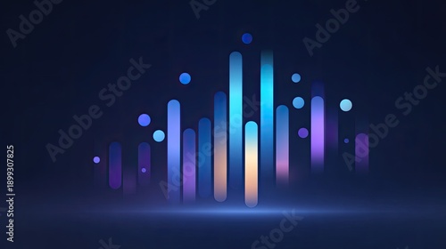 Vibrant Abstract Background with Colorful Vertical Bars and Circles, Ideal for Modern Designs and Digital Projects in Blue and Purple Tones