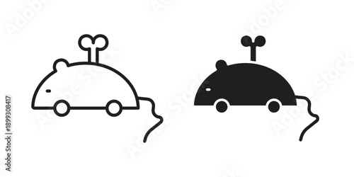 Mouse toy icon in a simple, black and white style.
