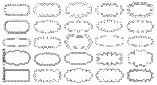 A collection of various decorative empty frames and borders with intricate designs and shapes.