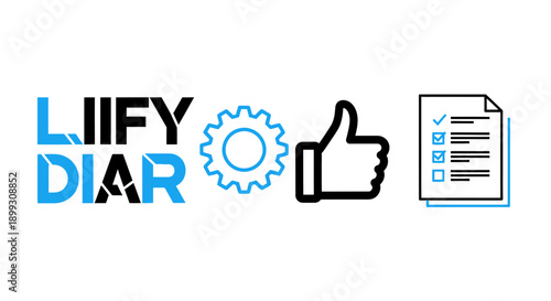 Logos and icons representing business, industry, and task completion.