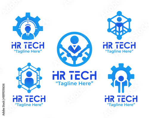 5 Human Resources Technology Logo Set Modern Minimalist HR Tech Collection