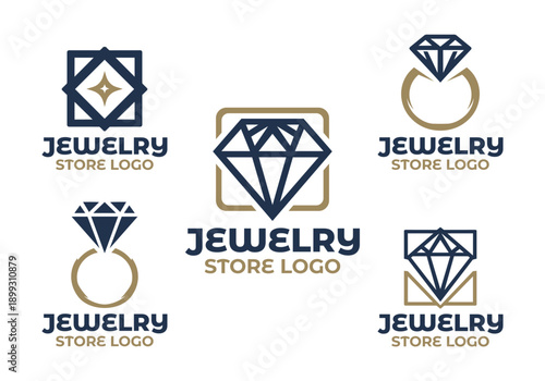 5 Jewelry Store Logo Set Modern Minimalist Luxury Retail Collection