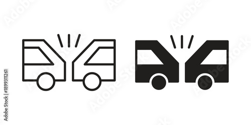 Rear end collision icon in a simple, black and white style.