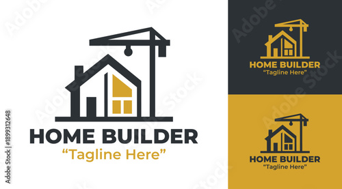 Home Builder Logo Modern Minimalist Residential Construction Identity.