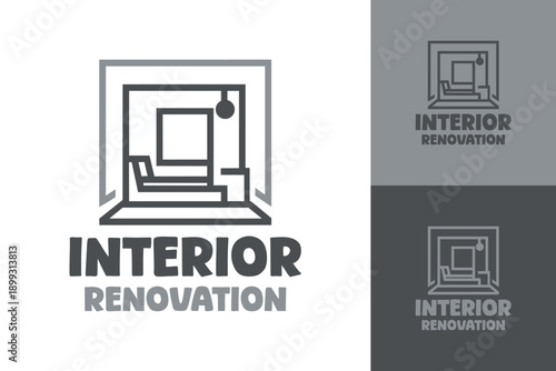 Interior Renovation Logo Modern Minimalist Home Design Identity.