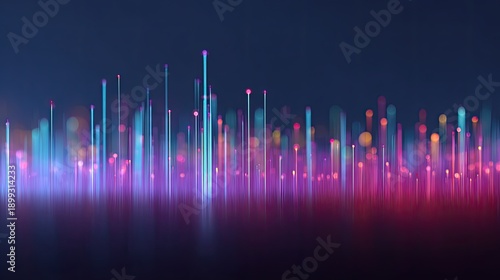 Abstract Digital Background with Colorful Vertical Lines and Bokeh Lights in Soft Focus for Creative and Artistic Projects