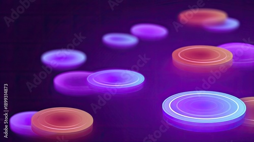 Abstract Neon Circles with Vibrant Gradients and Light Effects on a Dark Background for Modern and Futuristic Design Concepts