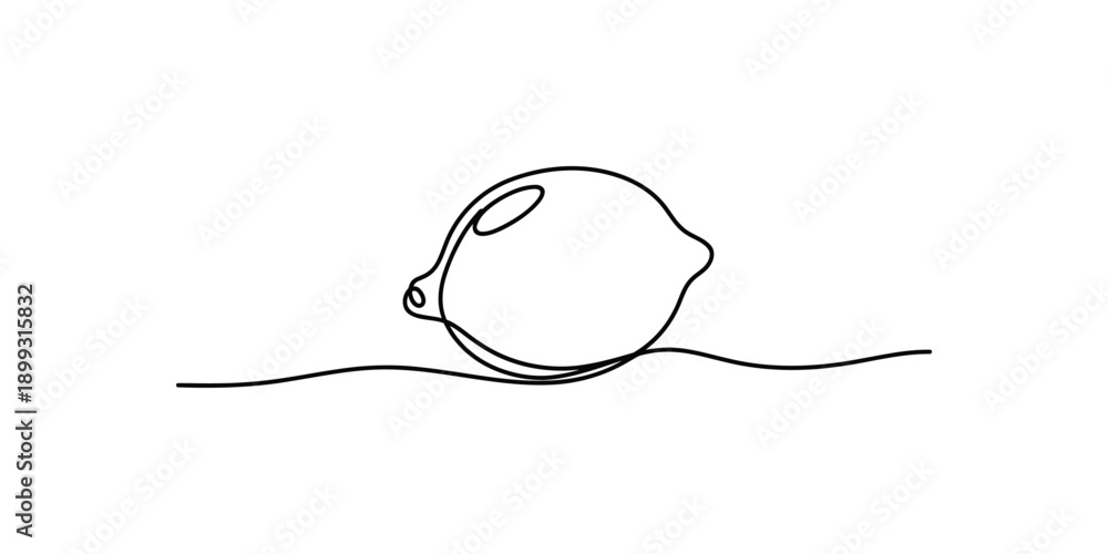 Obraz premium Minimalist one continuous line drawing of a fresh lemon fruit illustration
