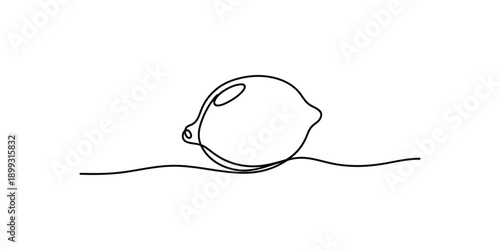 Minimalist one continuous line drawing of a fresh lemon fruit illustration