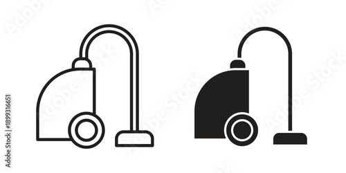 Vacuum cleaner icon in a simple, black and white style.