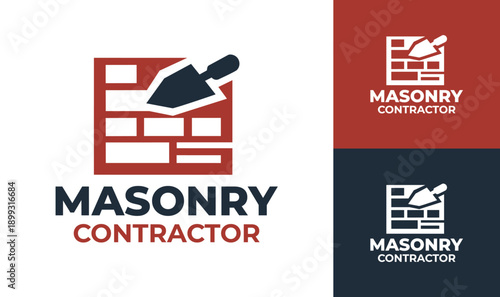 Masonry Contractor Logo Modern Minimalist Stone Construction Identity