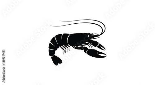 A striking black silhouette of a crawfish with long antennae perfect for design projects on transparent background silhouette high quality professional