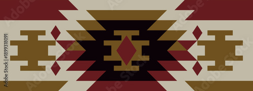 Ethnic Folk Pattern Background with Traditional Geometric Tribal Motifs and Warm Earthy Tones. Illustration art. Vector