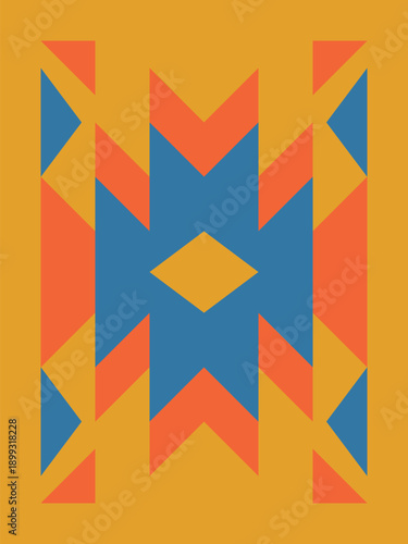 Ethnic Folk Pattern Background with Traditional Geometric Tribal Motifs and Warm Earthy Tones. Illustration art. Vector