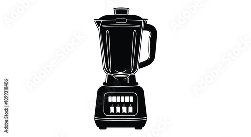 A black silhouette of a modern kitchen blender showcasing its form on transparent background high quality professional detailed elegant stylish clean