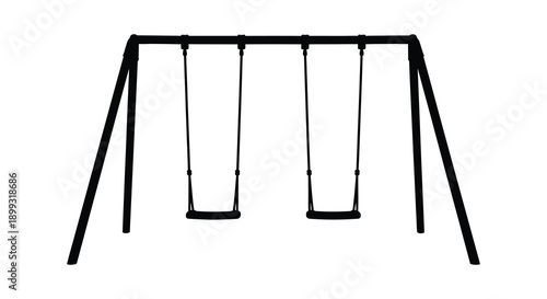 A simple black swing set illustration with two swings perfect for playful designs on transparent background silhouette high quality professional detailed