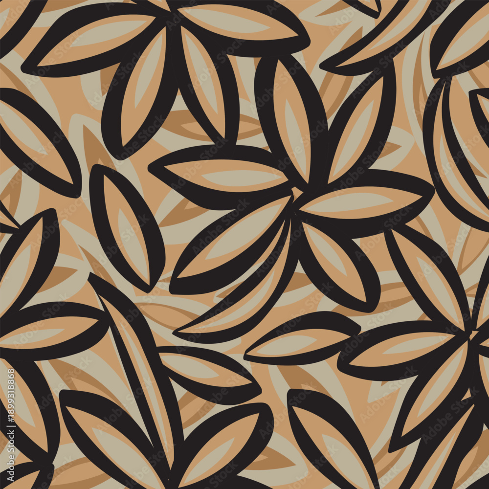 Fototapeta premium Neutral Colour Botanical Floral Seamless Pattern Design