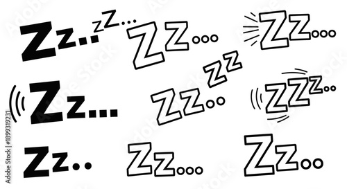 Collection of stylized 'Z' letters representing sleep and snoring sounds.