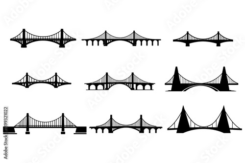 Minimal Bridge Silhouette Vector – Simple Architecture and Infrastructure Illustration