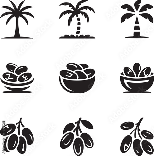 A Bountiful Silhouette of Ramadan Dates - Embracing the Spirit of Generosity - Illustration of Ramadan Dates - Ramadan Dates Vector - Ramadan Silhouette